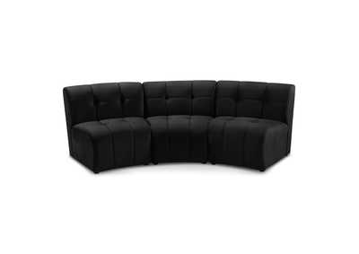 Limitless Black Velvet 3 Piece Modular Sectional