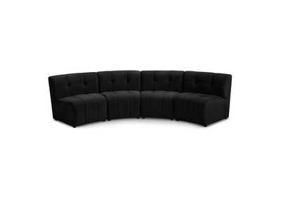 Limitless Black Velvet 4 Piece Modular Sectional