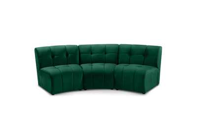 Limitless Green Velvet 3 Piece Modular Sectional