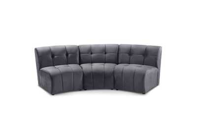 Limitless Grey Velvet 3 Piece Modular Sectional