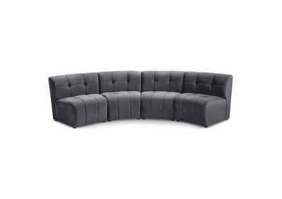 Limitless Grey Velvet 4 Piece Modular Sectional