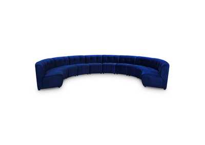 Limitless Navy Velvet 10 Piece Modular Sectional