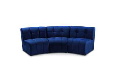 Limitless Navy Velvet 3 Piece Modular Sectional