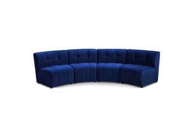 Limitless Navy Velvet 4 Piece Modular Sectional