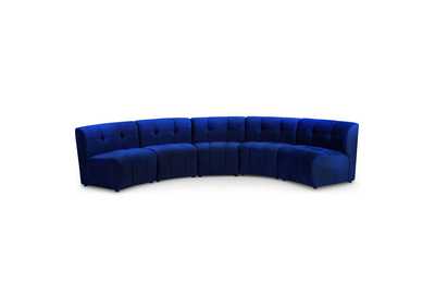 Limitless Navy Velvet 5 Piece Modular Sectional