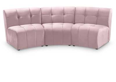 Limitless Pink Velvet 3 Piece Modular Sectional