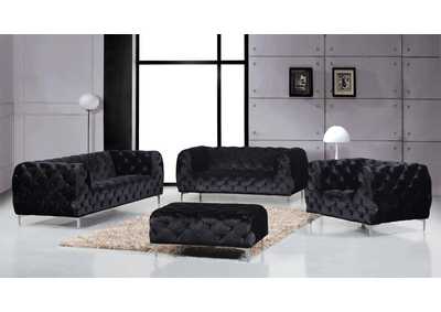 Mercer Black Velvet Sofa and Loveseat