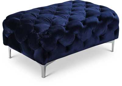 Image for Mercer Navy Velvet Ottoman