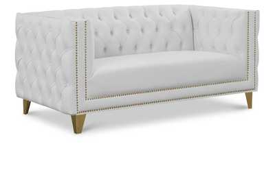 Michelle White Faux Leather Loveseat