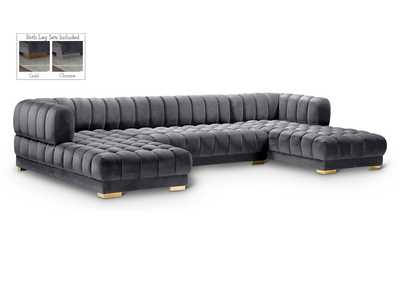 Gwen Grey Velvet 3 Piece Sectional (3 Boxes)