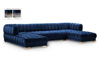 Gwen Navy Velvet 3 Piece Sectional (3 Boxes)