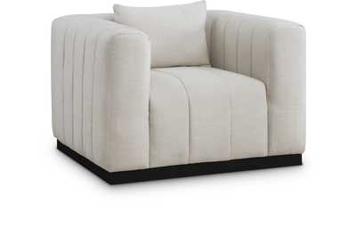 Image for Lucia Beige Linen Textured Fabric Chair