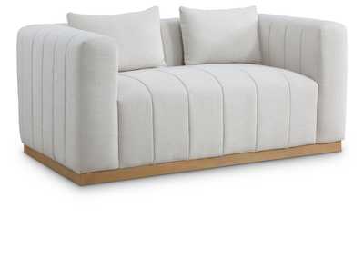 Image for Lucia Cream Linen Textured Fabric Loveseat