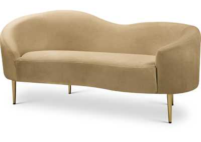 Ritz Camel Velvet Loveseat