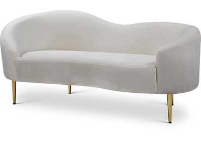 Ritz Cream Velvet Loveseat