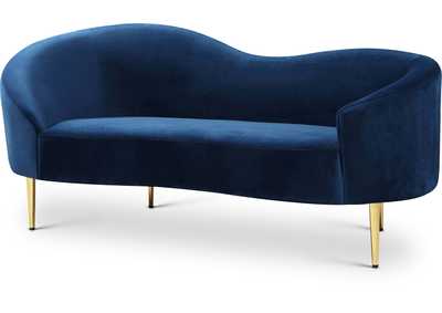 Image for Ritz Navy Velvet Loveseat