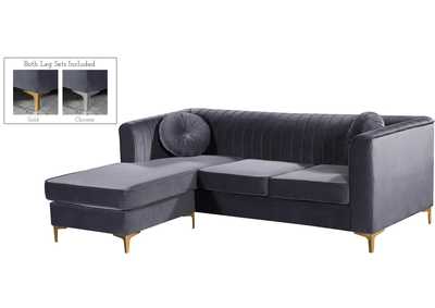 Eliana Grey Velvet 2 Piece Reversible Sectional