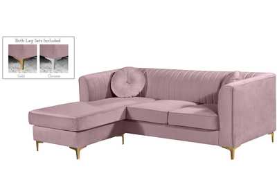 Eliana Pink Velvet 2 Piece Reversible Sectional