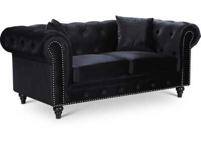 Image for Chesterfield Black Velvet Loveseat