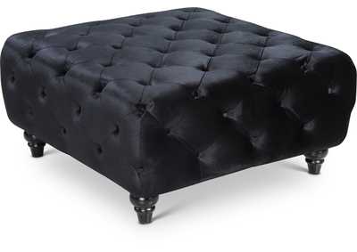 Chesterfield Black Velvet Ottoman