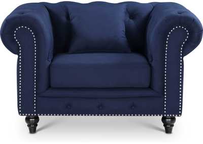 Image for Chesterfield Navy Linen Chair
