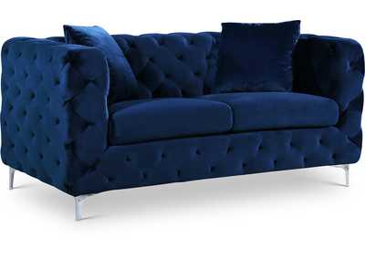 Scarlett Navy Velvet Loveseat