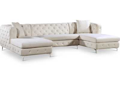 Gail Cream Velvet 3 Piece Sectional