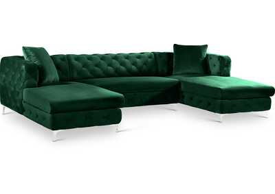 Gail Green Velvet 3 Piece Sectional