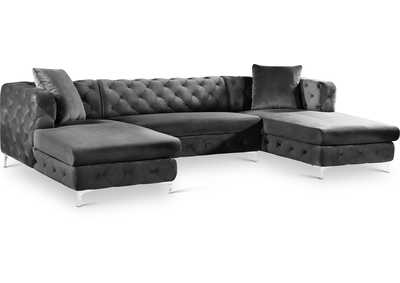 Gail Grey Velvet 3 Piece Sectional