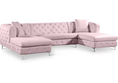 Gail Pink Velvet 3 Piece Sectional