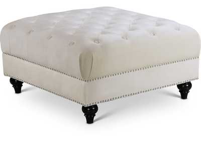 Sabrina Cream Velvet Ottoman