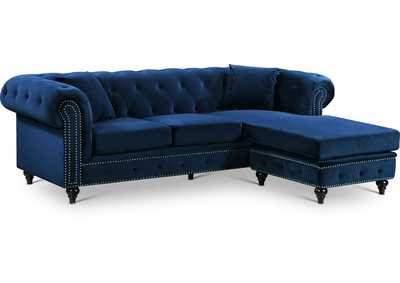 Image for Sabrina Navy Velvet 2 Piece Reversible Sectional