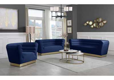 Bellini Navy Velvet Sofa and Loveseat