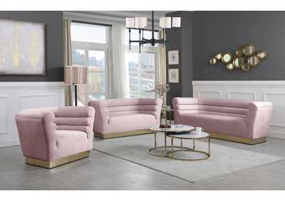 Bellini Pink Velvet Sofa and Loveseat