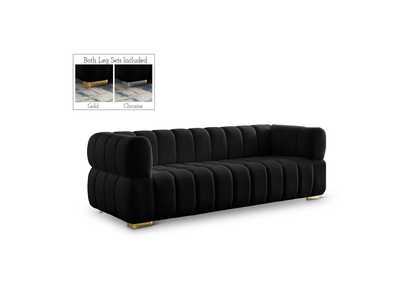 Gwen Black Velvet Sofa