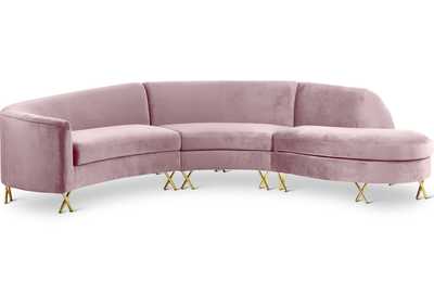 Serpentine Pink Velvet 3 Piece Sectional