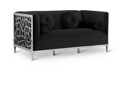 Opal Black Velvet Loveseat