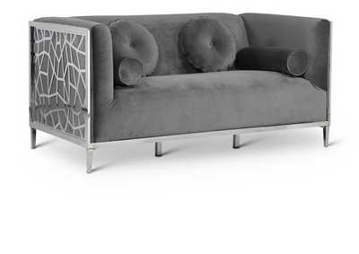 Opal Grey Velvet Loveseat