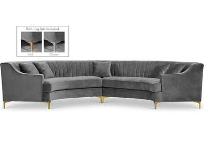 Jackson Grey Velvet 2 Piece Sectional