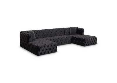 Coco Black Velvet 3 Piece Sectional (3 Boxes)