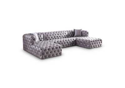 Coco Grey Velvet 3 Piece Sectional (3 Boxes)