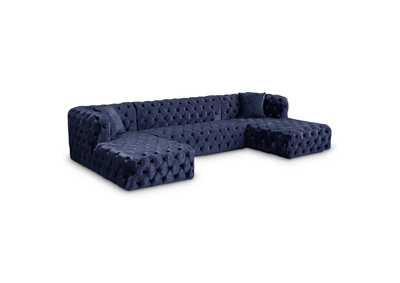 Coco Navy Velvet 3 Piece Sectional (3 Boxes)