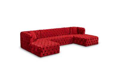 Coco Red Velvet 3 Piece Sectional (3 Boxes)