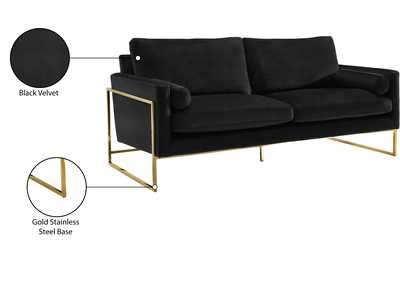 Mila Black Velvet Sofa and Loveseat