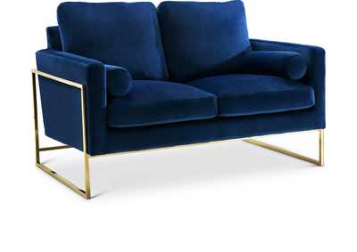 Mila Navy Velvet Loveseat