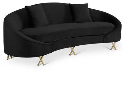 Serpentine Black Velvet Sofa