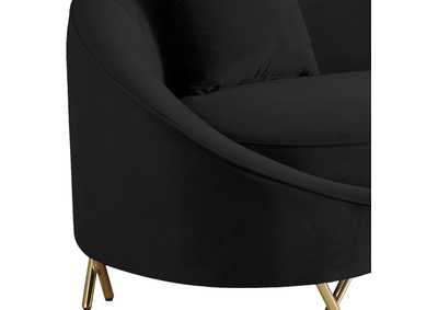 Serpentine Black Velvet Sofa and Loveseat