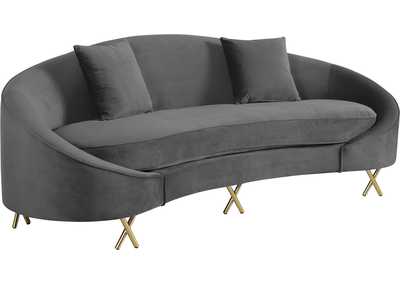 Serpentine Grey Velvet Sofa