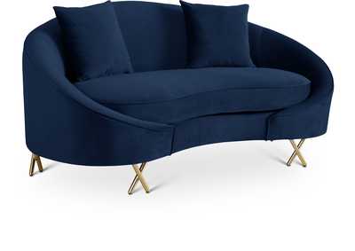 Image for Serpentine Navy Velvet Loveseat