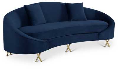 Serpentine Navy Velvet Sofa